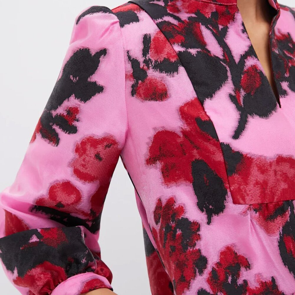 Tuckernuck Pink Floral Tiered Mini Dress with Red and Black Accents - Picture 4 of 6